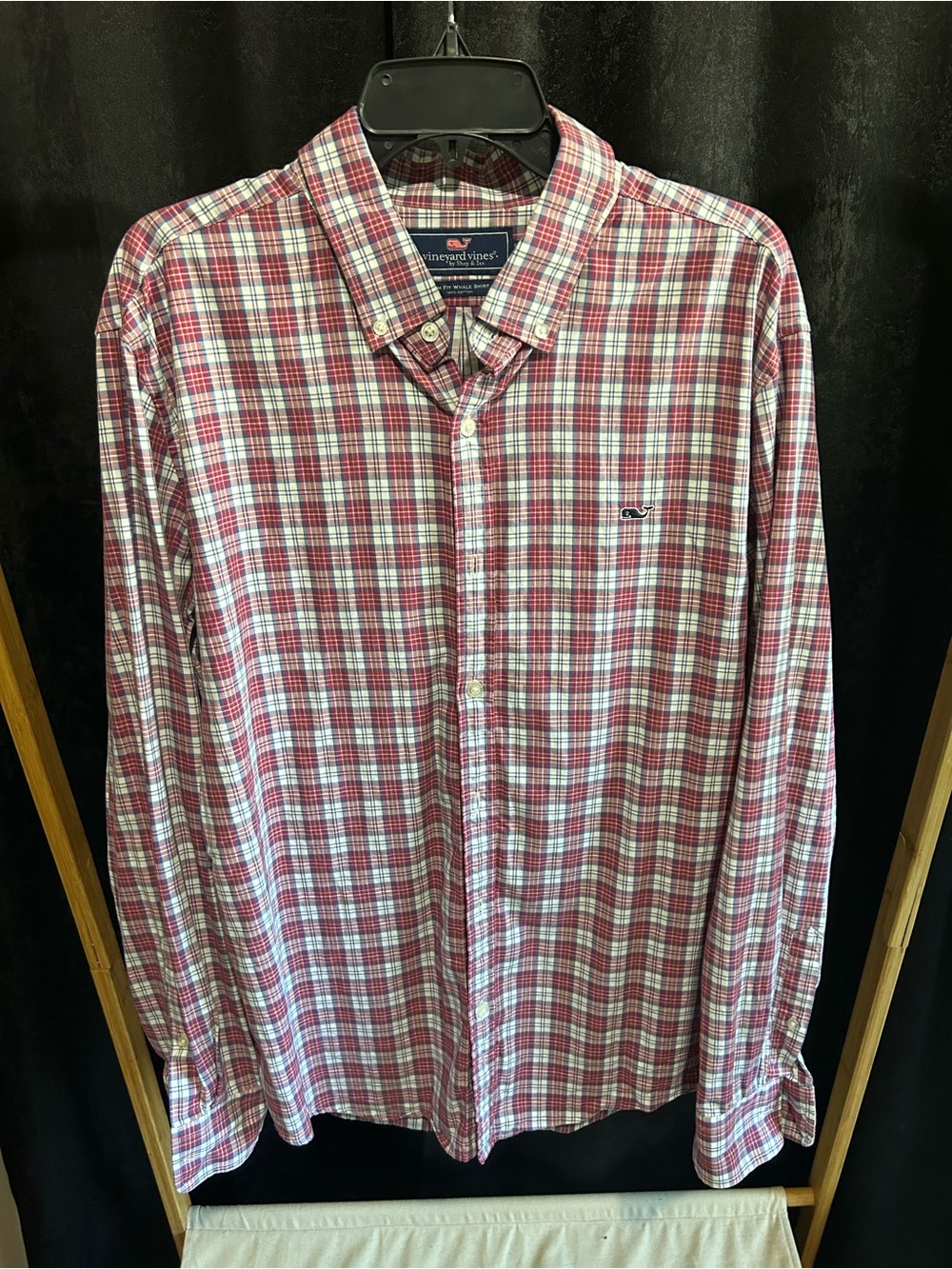 Vineyard Vines Red and White Plaid Button-Down Shirt
